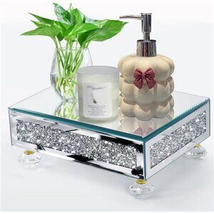 Gold Mirrored Display Tray Riser Decorative Pedestal Stand Bathroom Kitchen Deco